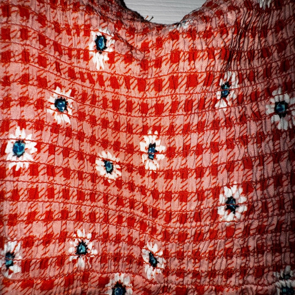 Derek Heart Red Gingham Floral Romper - Picture 3 of 6